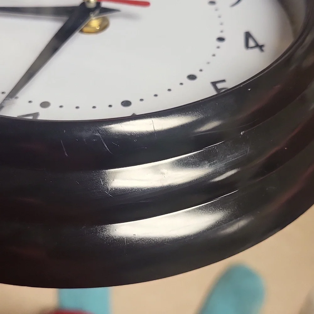 Black Wall Clock Equity Used Gently Approx 8